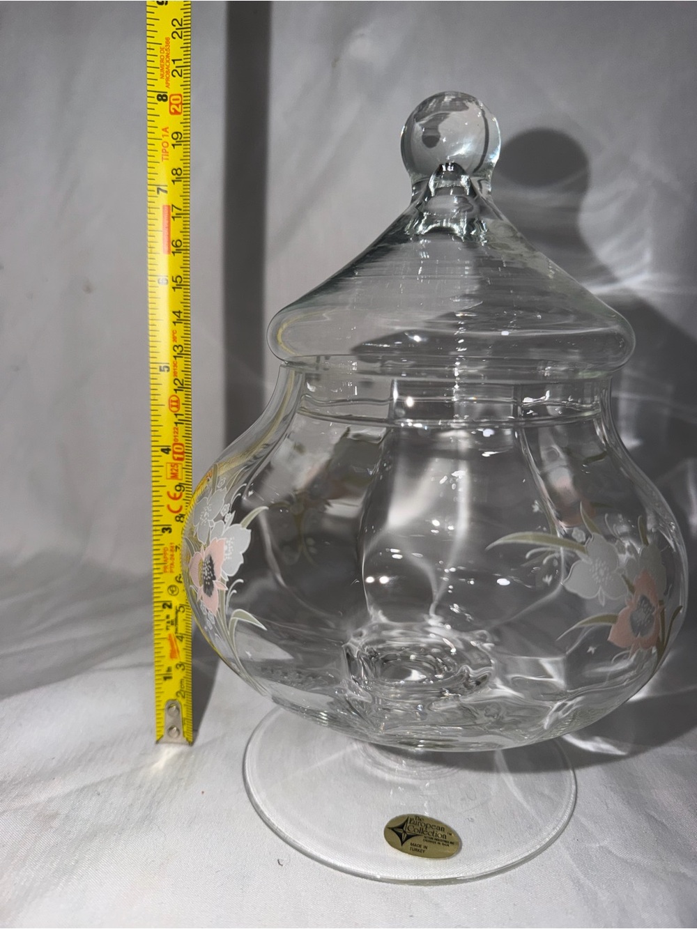 Vintage The European Collection Floral Pedestal  Apothecary Jar with Lid - Picture 8 of 12